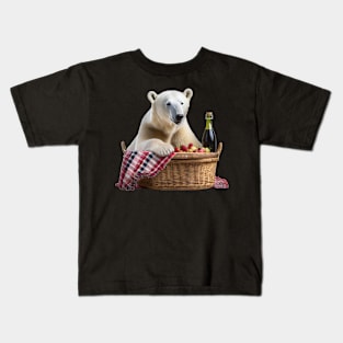 Polar bear Steve having a picnic Kids T-Shirt